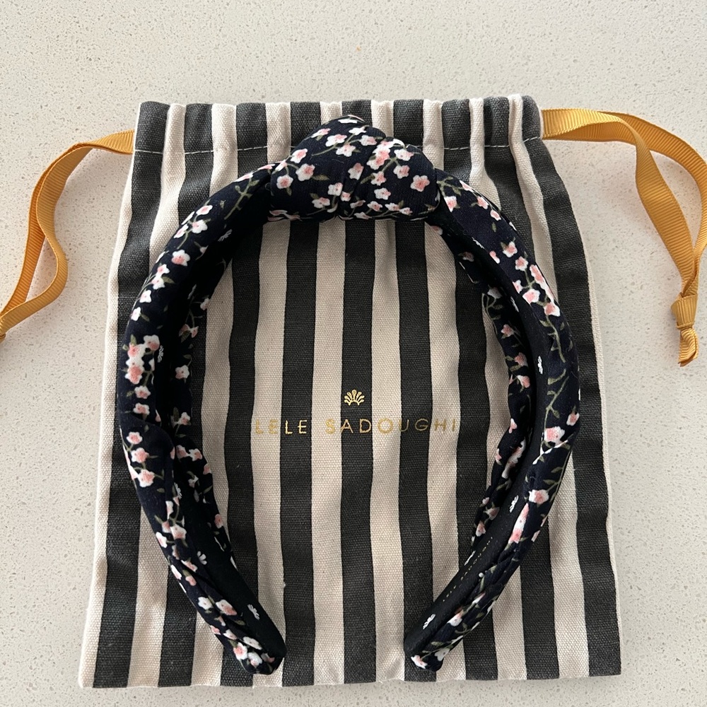 Lele Sadoughi Black Floral Knotted Headband